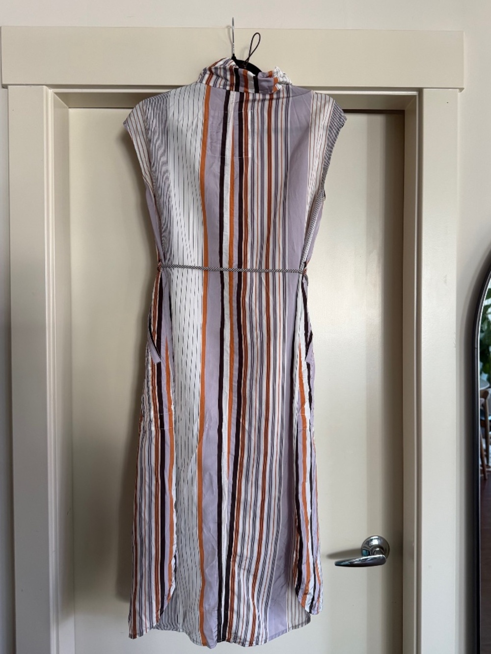 KUHO Striped Sleeveless Zip Long Vest Layering Tunic